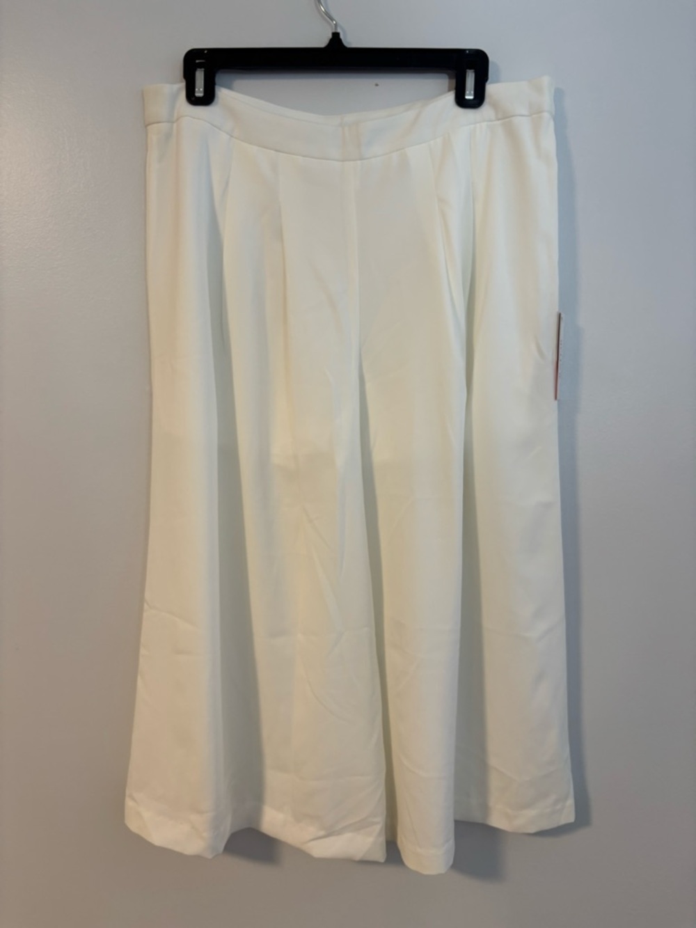 Justfab CHIC CULOTTE White Wide Leg Pleated Trousers Crop Pants Size Large